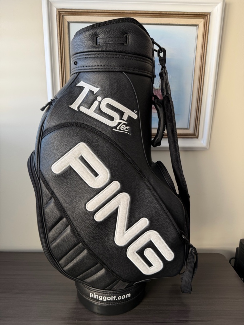 PING Golf Bag 6-Way Divider Black White Premium Embroidered Mary Renshaw